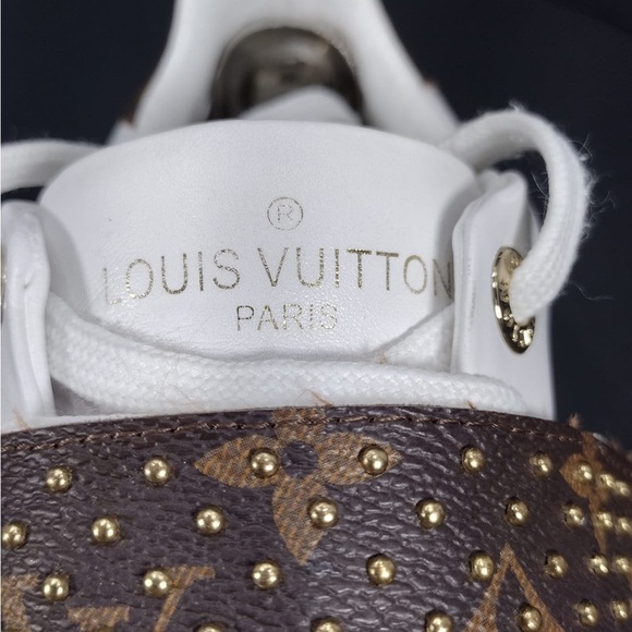 Louis Vuitton White Sneakers with Brown Strap size 8 pre owned Exellent Con - Picture 9 of 16
